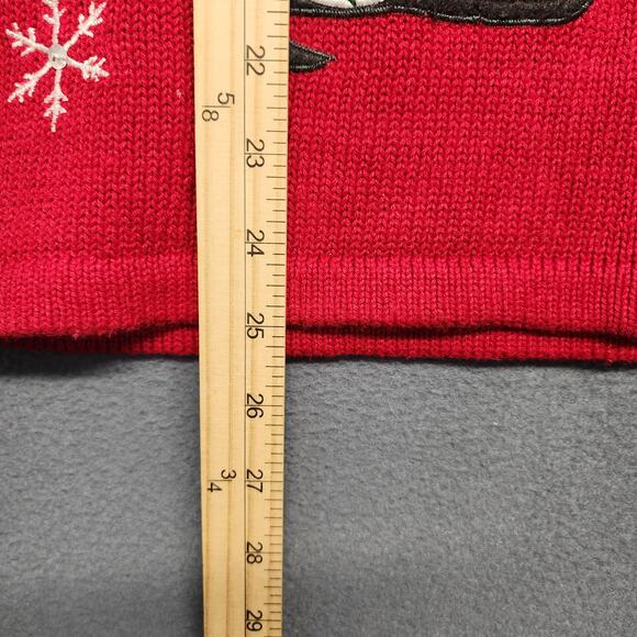 Bobbie Brooks Sweater Vest Womens Large Red Zip Ski Snowman Christmas Applique - Picture 7 of 12